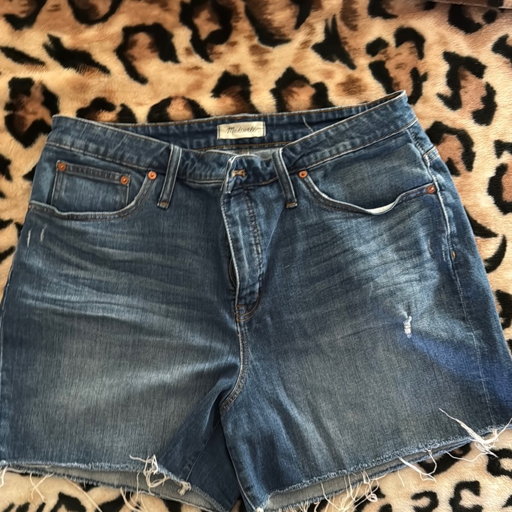 Madewell Blue Jean Shorts with Frayed Hem